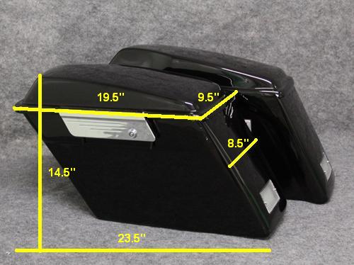 HD Style Quick Release Hardbags for Sportster Dimensions Diagram